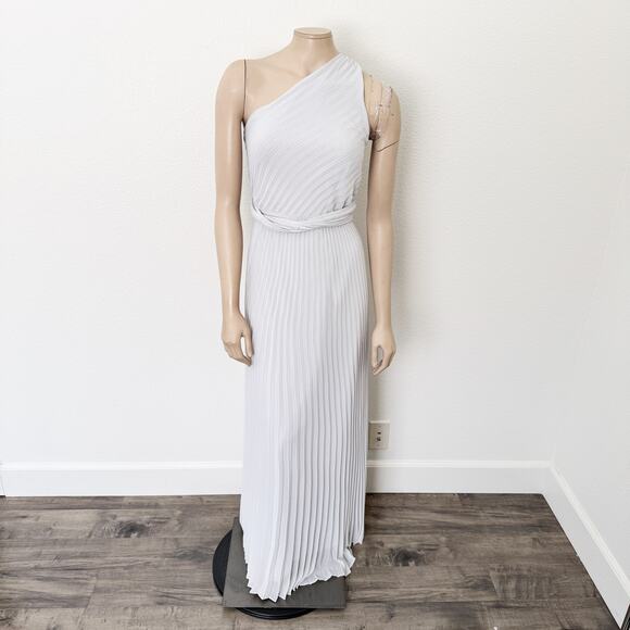 [Express] Oyster Mushroom Twist Front Pleated One-Shoulder Maxi Dress NWT Sz XL - Picture 3 of 12